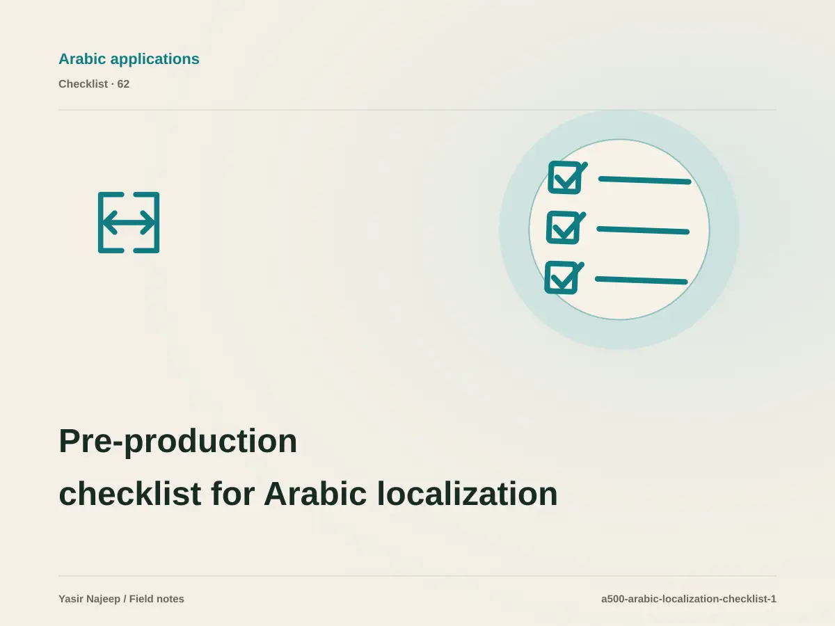 Pre-production checklist for Arabic localization inside an app