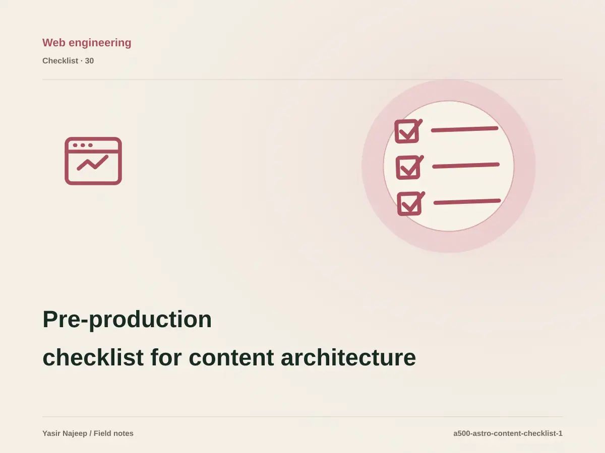 Pre-production checklist for content architecture in Astro
