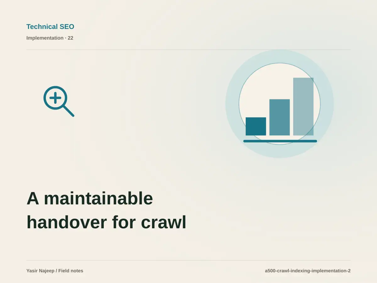 A maintainable handover for crawl and indexing management: access, documentation, and rollback