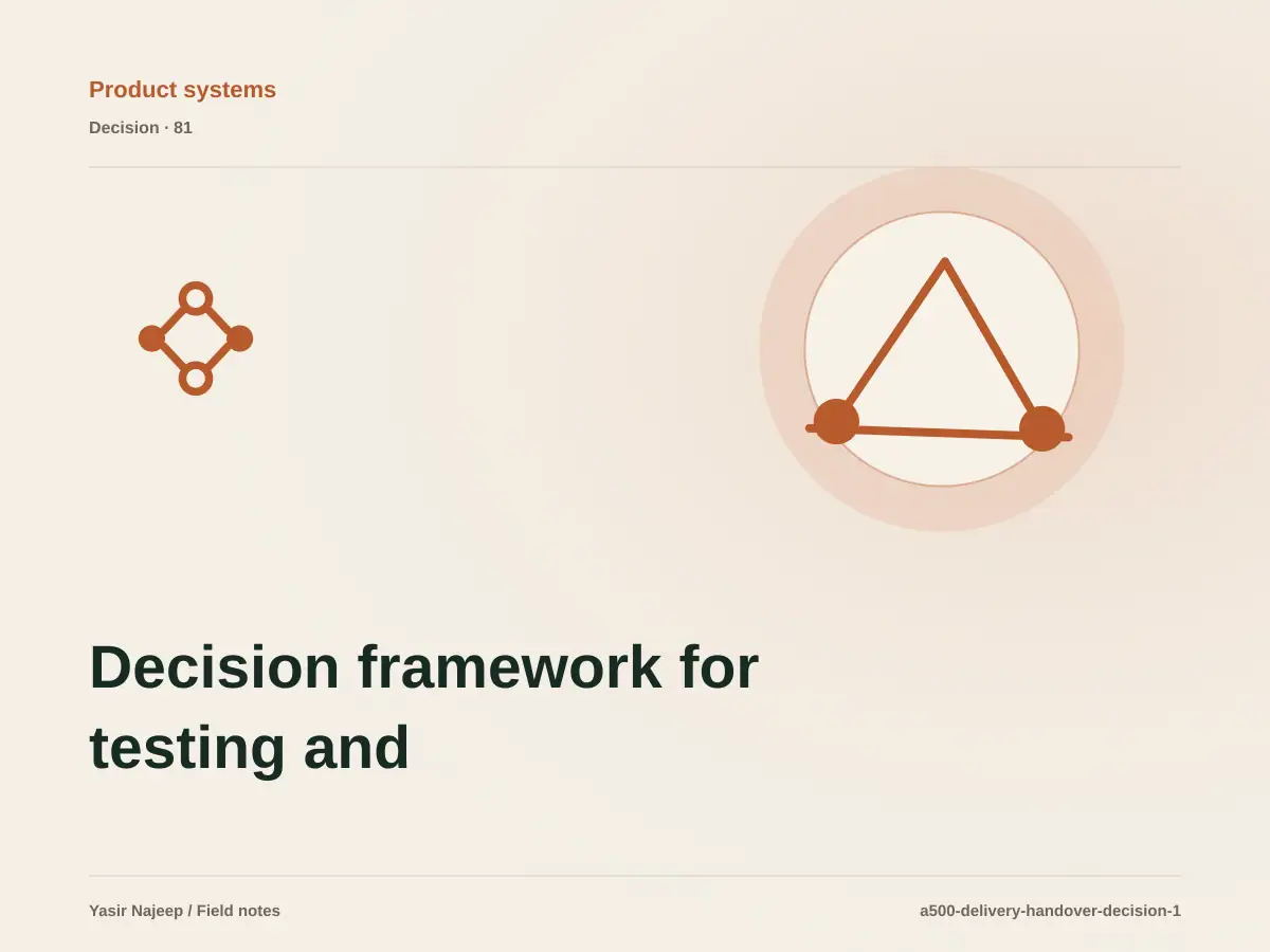 Decision framework for testing and handing over systems: fit, ownership, and risk