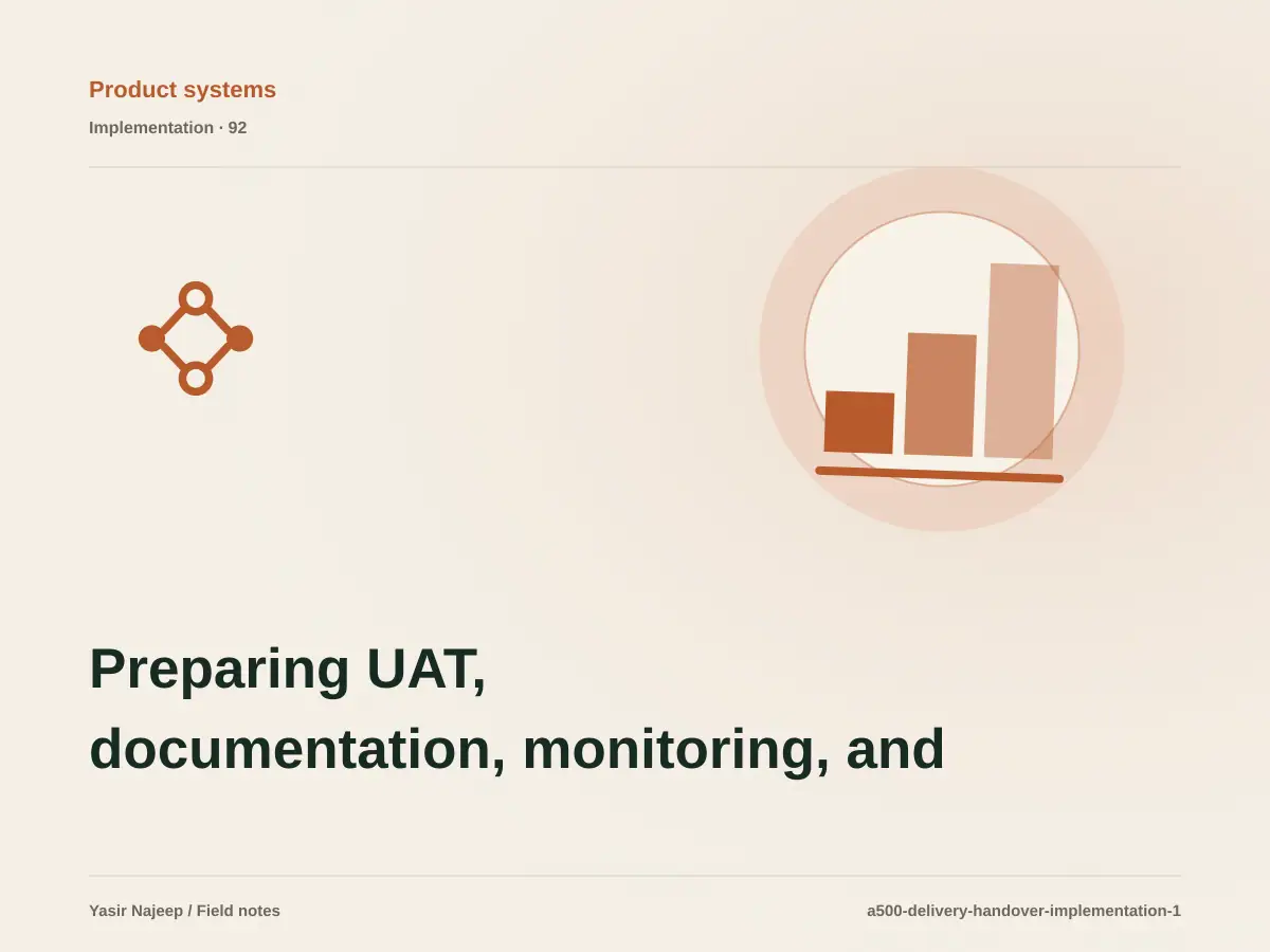 Preparing UAT, documentation, monitoring, and rollback for testing and handing over systems: a testable workflow