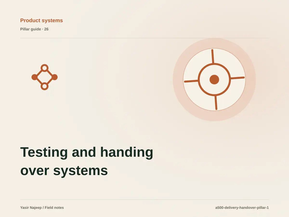 Testing and handing over systems: from requirements to reliable operation