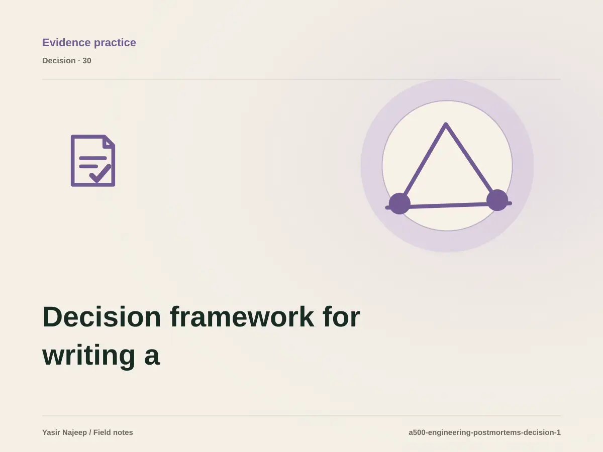 Decision framework for writing a useful engineering postmortem: fit, ownership, and risk