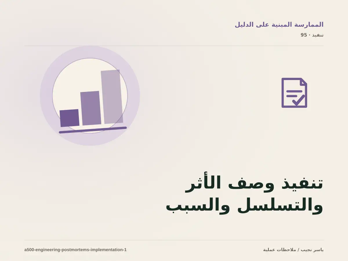 تنفيذ وصف الأثر والتسلسل والسبب والإجراء ضمن كتابة postmortem تقني مفيد: خطوات قابلة للاختبار
