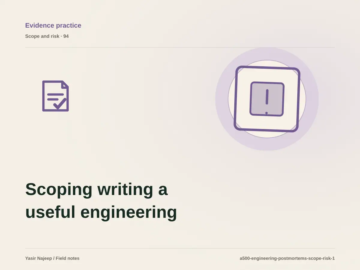 Scoping writing a useful engineering postmortem: cost drivers, evidence, and estimate boundaries