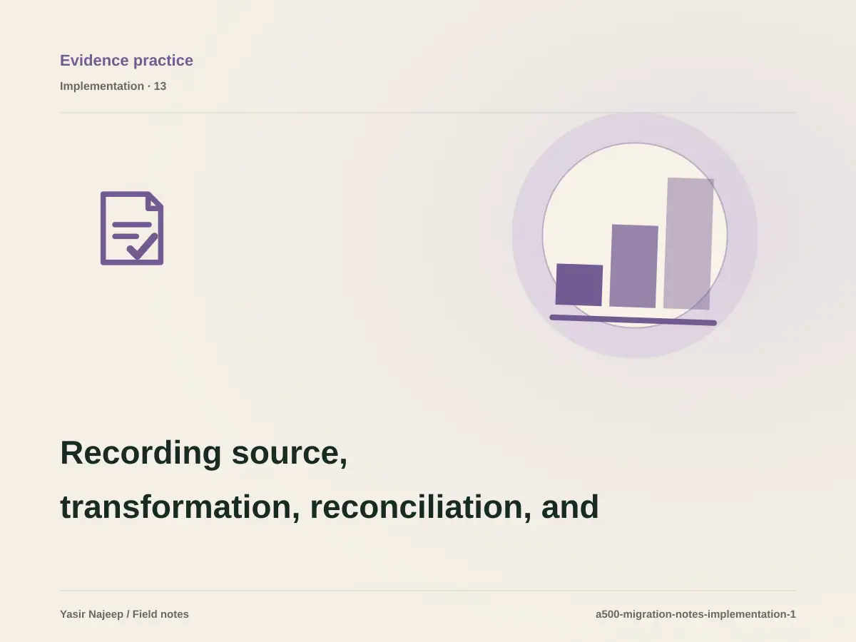 Recording source, transformation, reconciliation, and rollback for documenting a system or site migration: a testable workflow