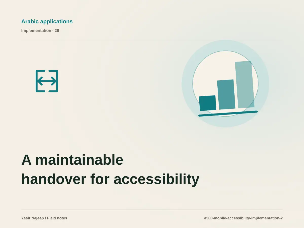 A maintainable handover for accessibility in Arabic mobile apps: access, documentation, and rollback