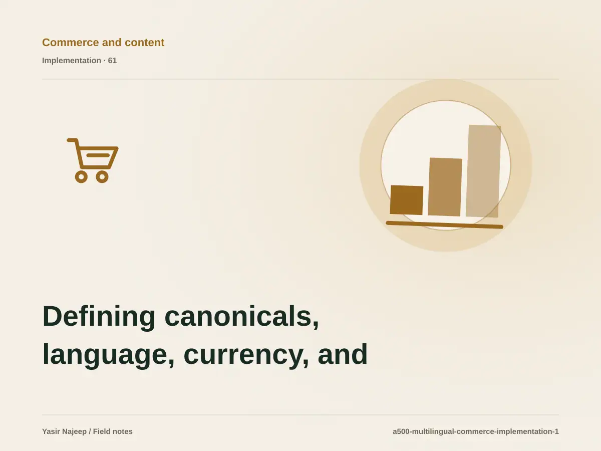 Defining canonicals, language, currency, and content for multilingual commerce and content: a testable workflow