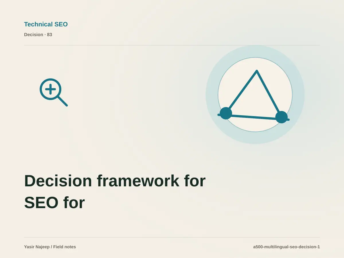 Decision framework for SEO for Arabic and English websites: fit, ownership, and risk