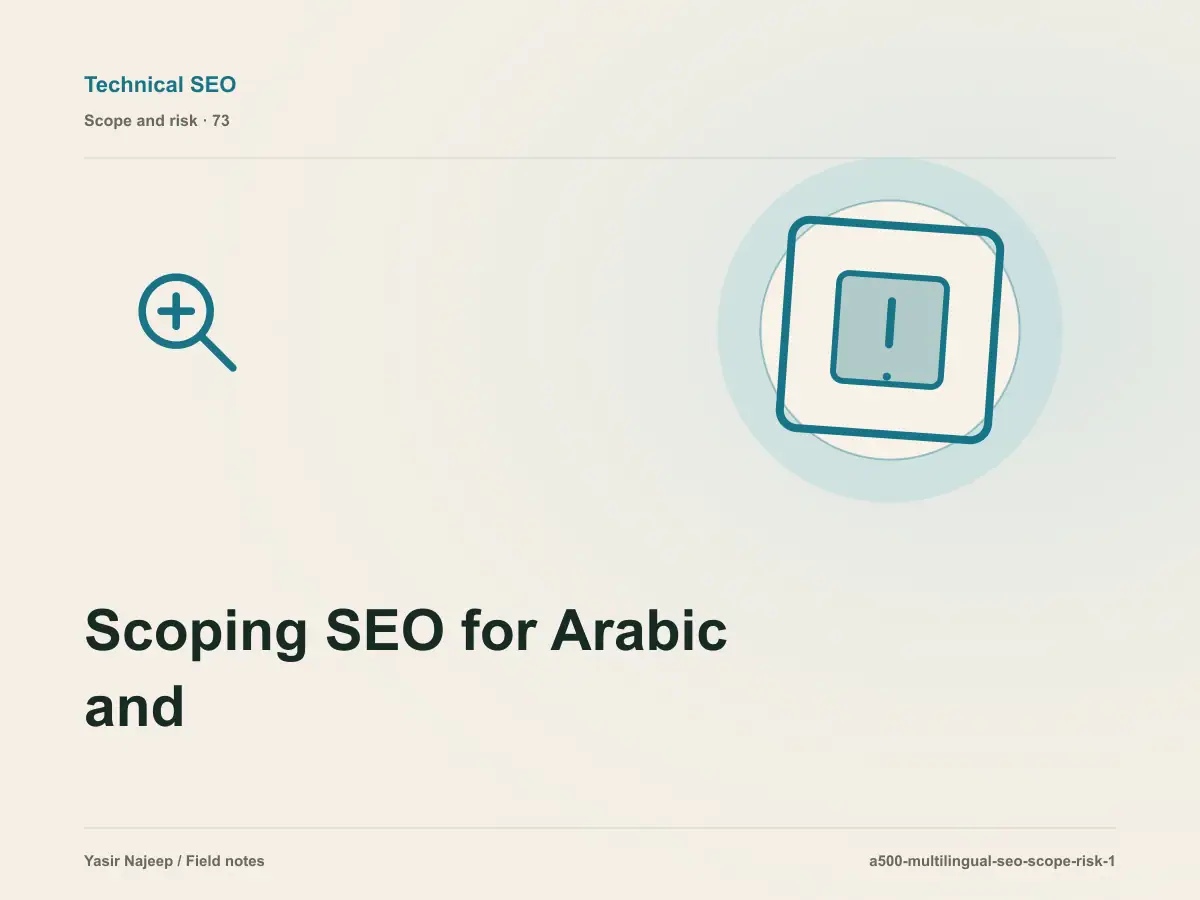 Scoping SEO for Arabic and English websites: cost drivers, evidence, and estimate boundaries