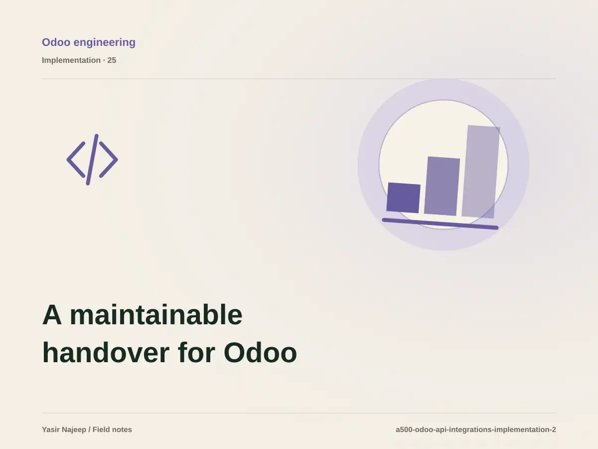 A maintainable handover for Odoo integrations with external systems: access, documentation, and rollback