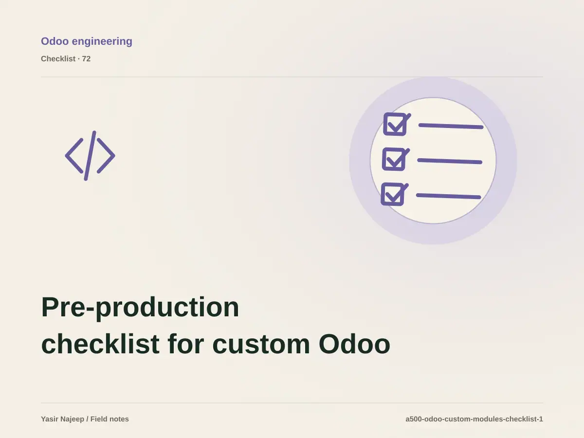Pre-production checklist for custom Odoo module development
