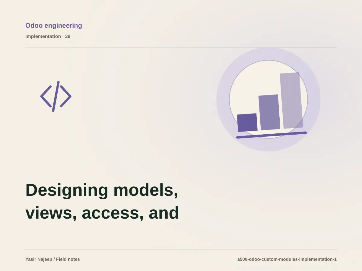 Designing models, views, access, and tests for custom Odoo module development: a testable workflow
