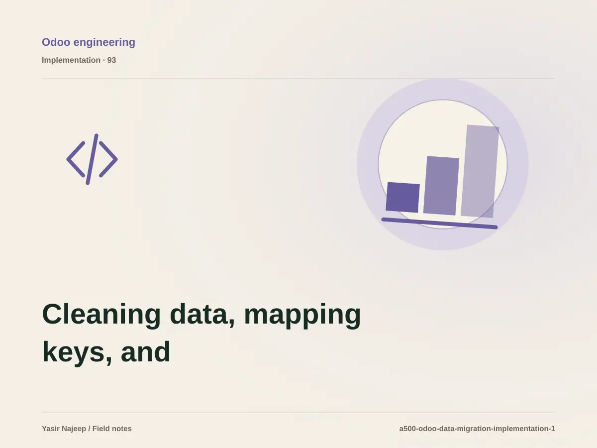 Cleaning data, mapping keys, and rehearsing migration for migrating data into Odoo: a testable workflow