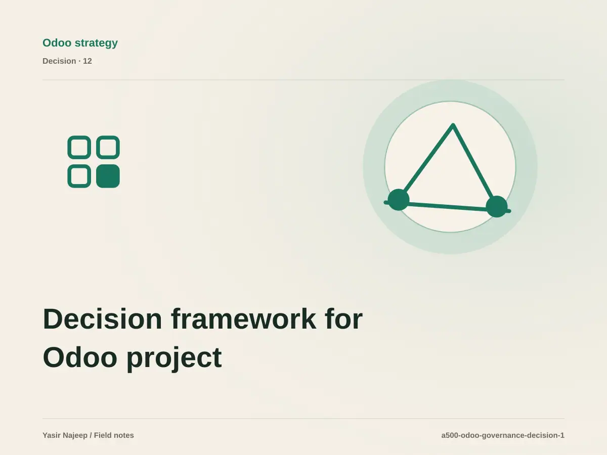 Decision framework for Odoo project governance: fit, ownership, and risk