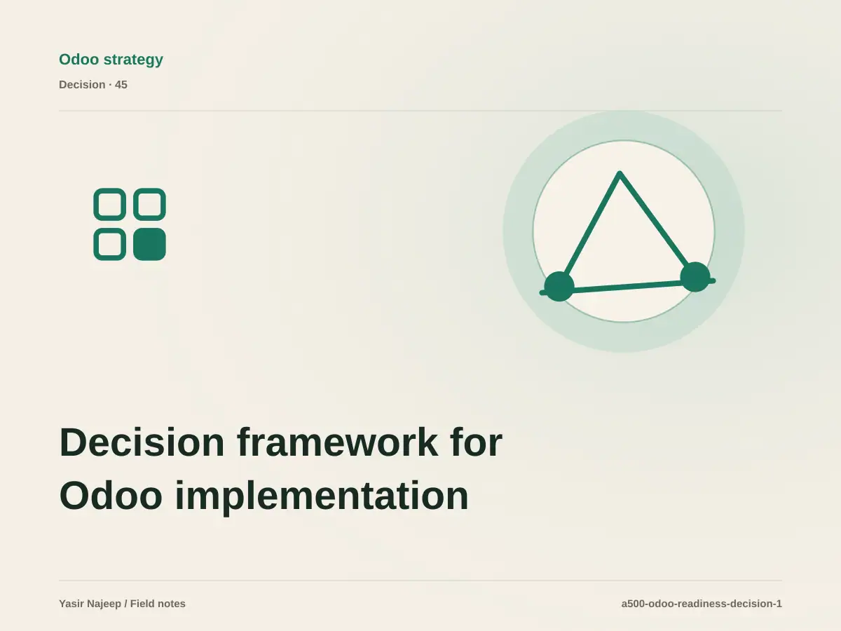 Decision framework for Odoo implementation readiness: fit, ownership, and risk