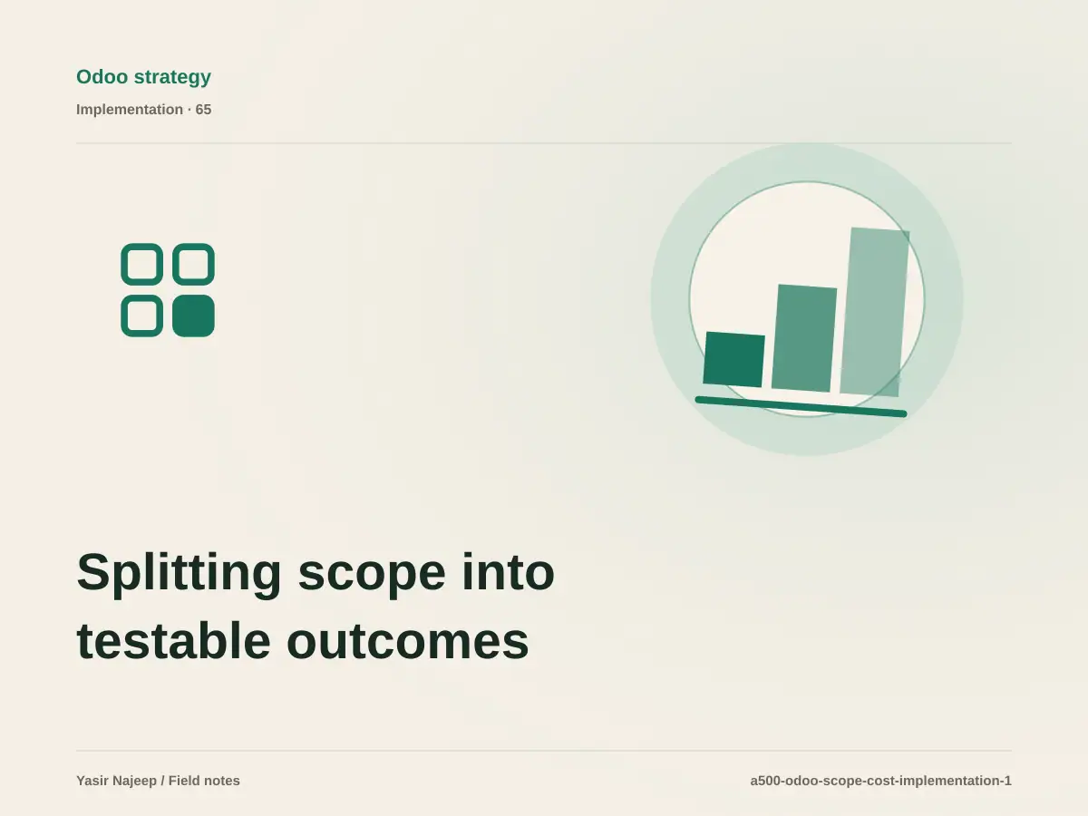 Splitting scope into testable outcomes for defining Odoo scope and cost: a testable workflow