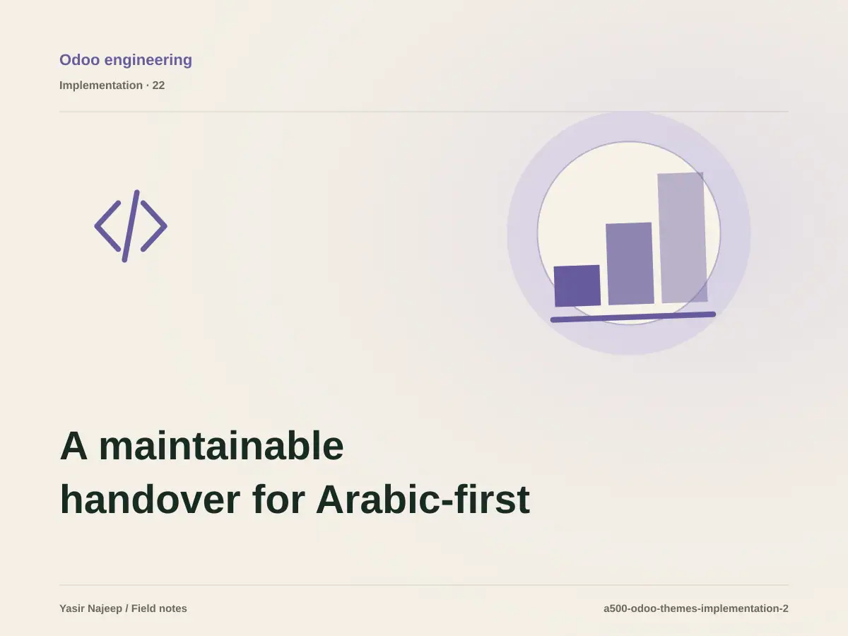 A maintainable handover for Arabic-first Odoo theme development: access, documentation, and rollback