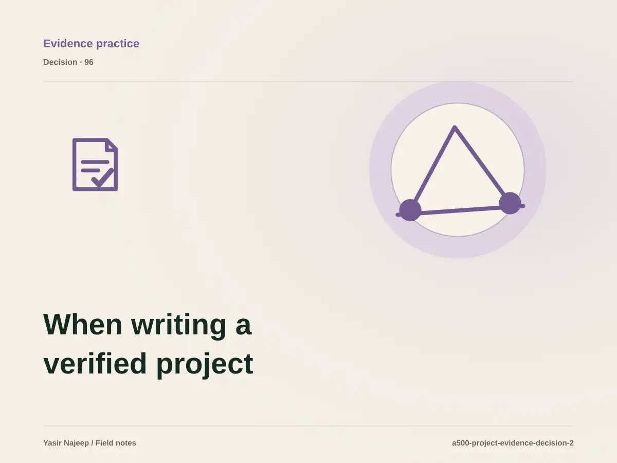 When writing a verified project study makes sense, and when to wait