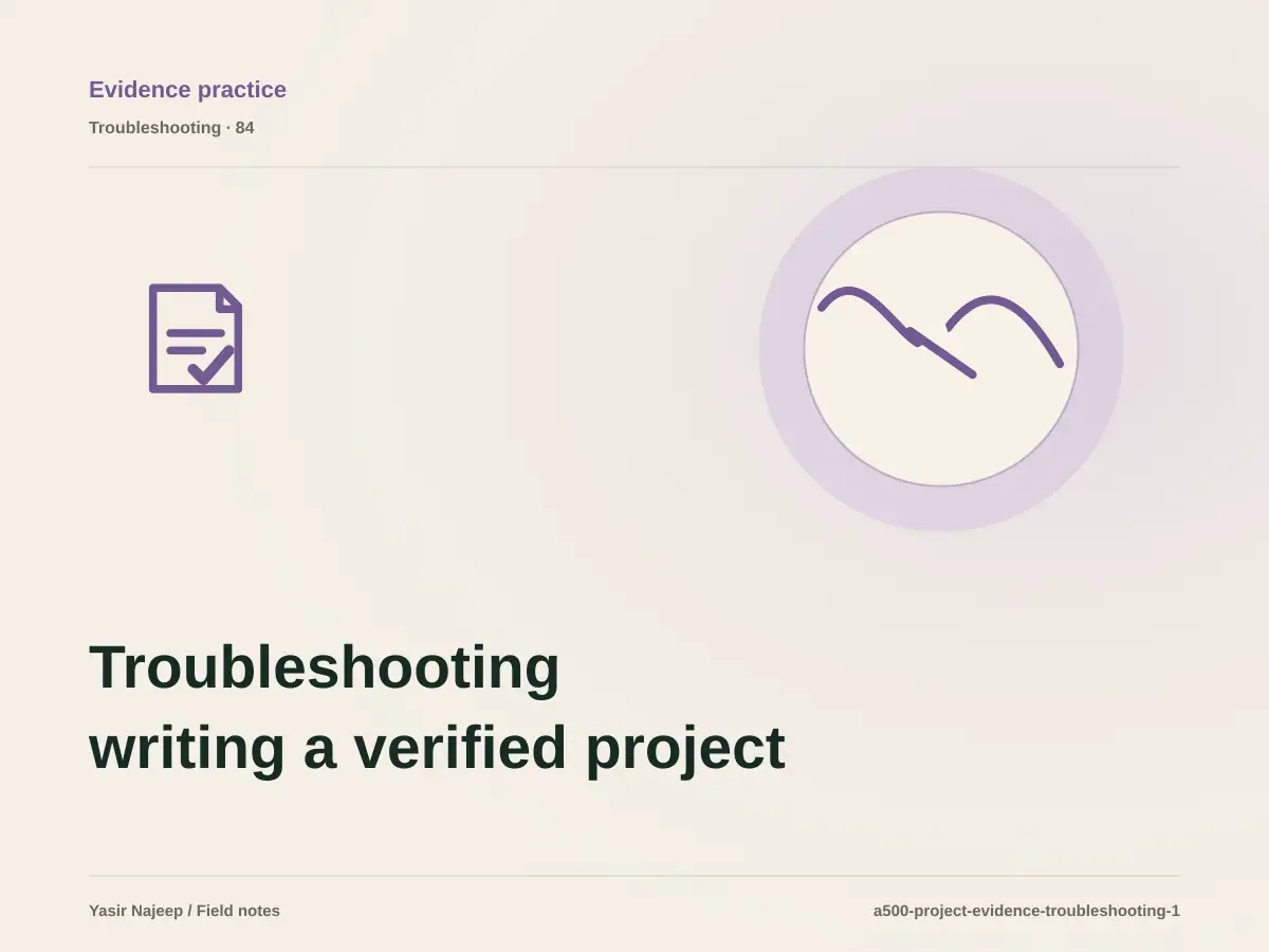 Troubleshooting writing a verified project study: reproduce the failure before changing code