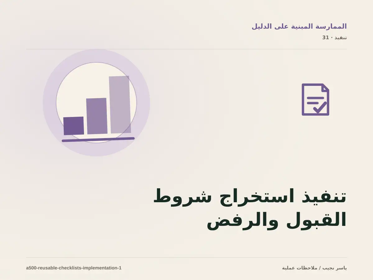 تنفيذ استخراج شروط القبول والرفض والدليل ضمن تحويل الخبرة إلى قائمة فحص: خطوات قابلة للاختبار