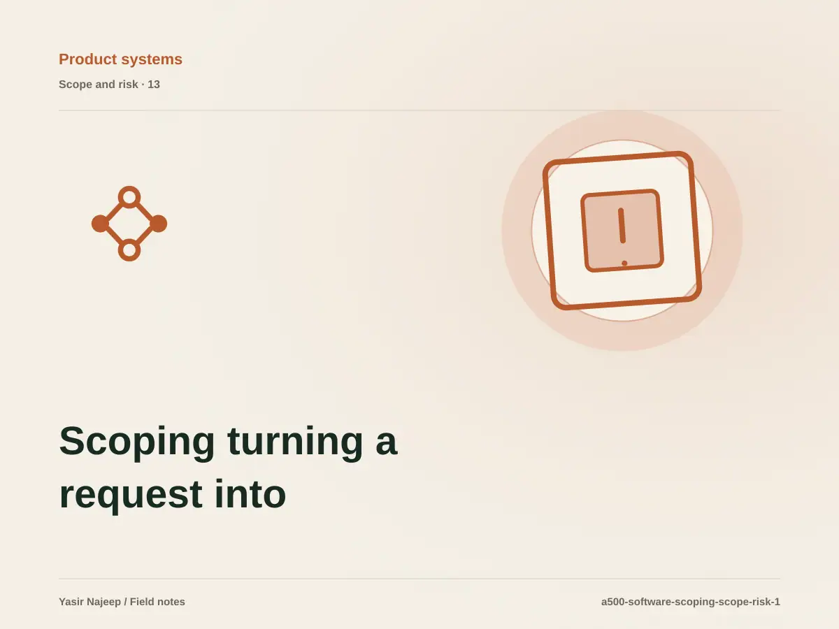 Scoping turning a request into software scope: cost drivers, evidence, and estimate boundaries