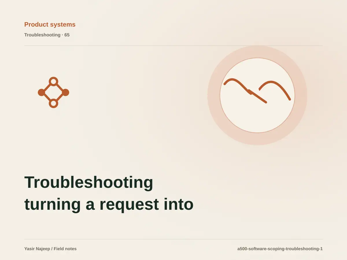 Troubleshooting turning a request into software scope: reproduce the failure before changing code