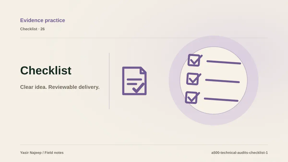 Pre-production checklist for running a reviewable technical audit