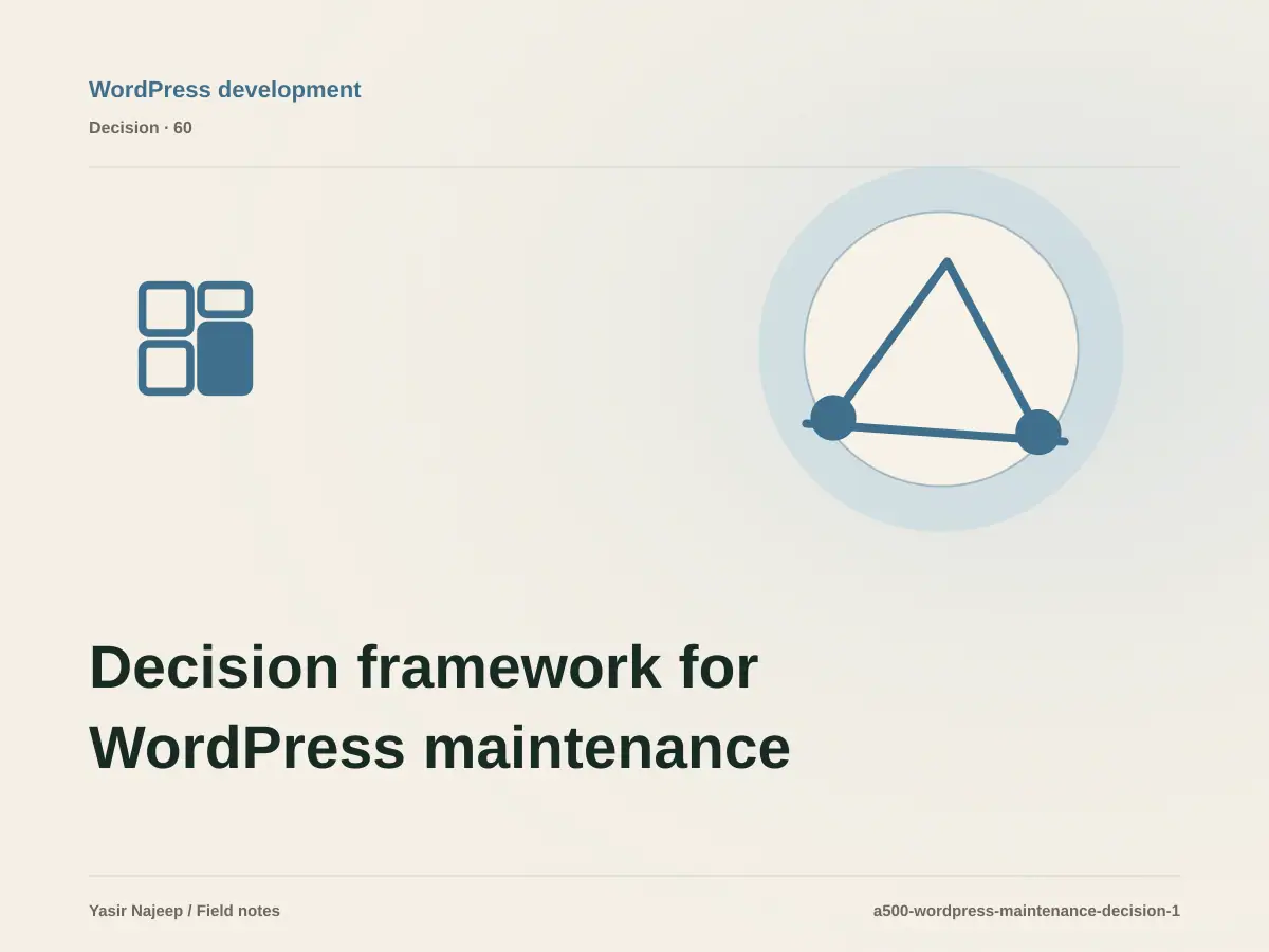 Decision framework for WordPress maintenance and migration: fit, ownership, and risk