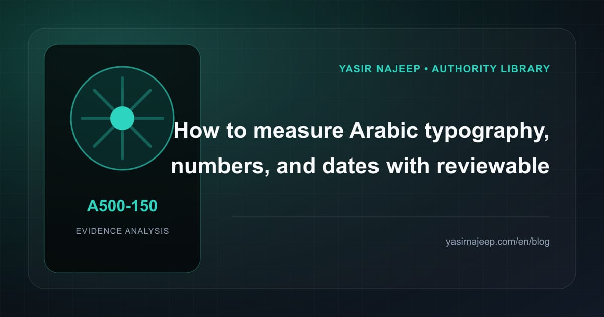 How to measure Arabic typography, numbers, and dates with reviewable evidence