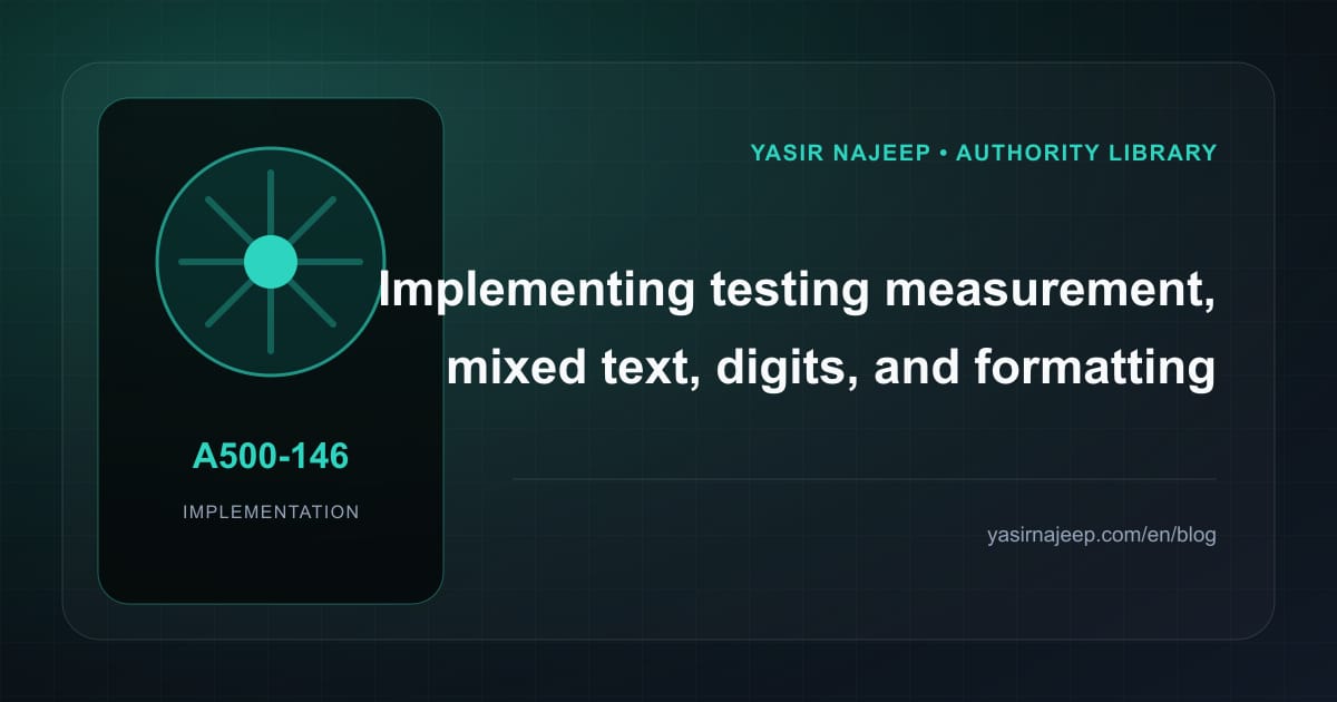Testing measurement, mixed text, digits, and formatting for Arabic typography, numbers, and dates: a testable workflow
