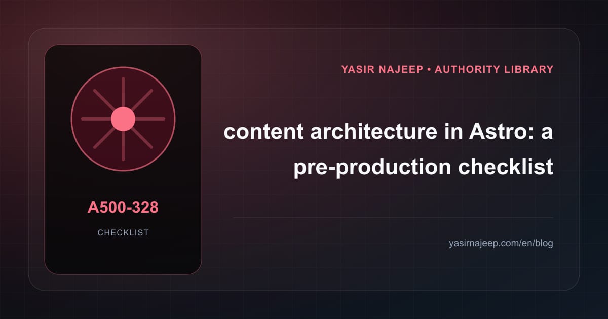 Pre-production checklist for content architecture in Astro