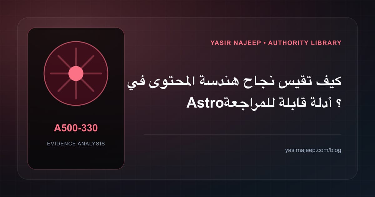 كيف تقيس نجاح هندسة المحتوى في Astro؟ أدلة قابلة للمراجعة