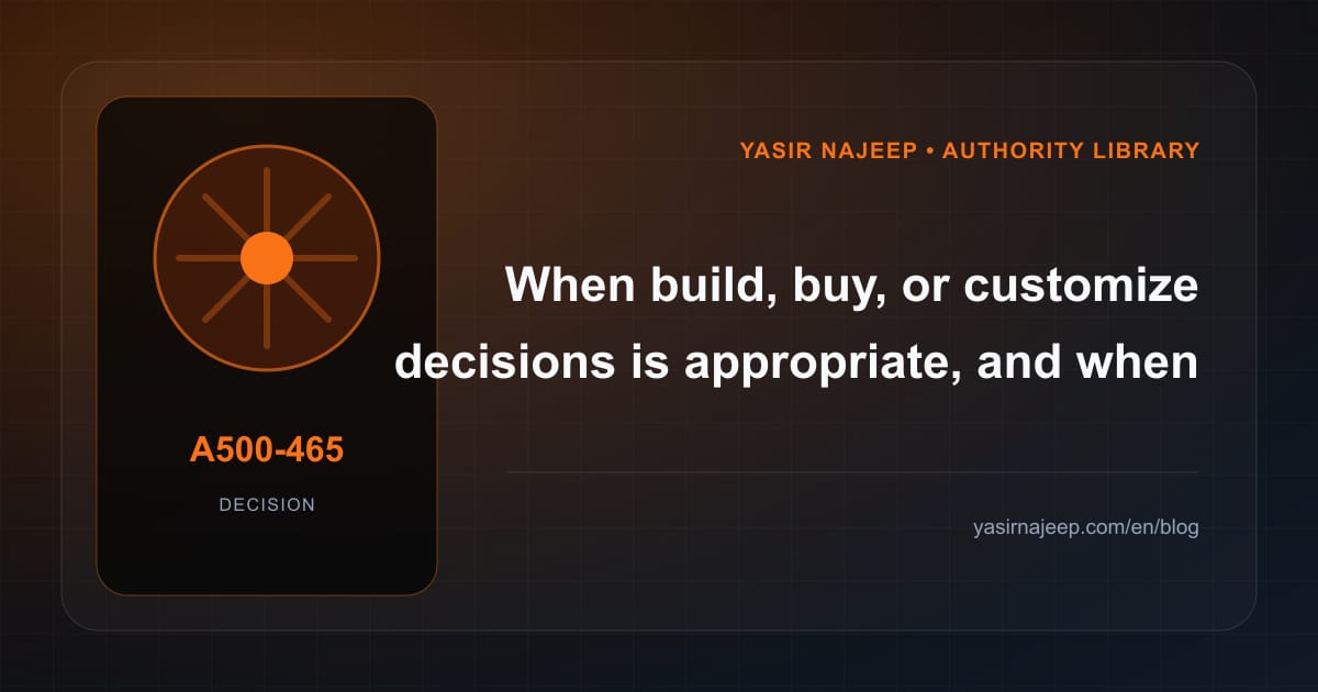 When build, buy, or customize decisions makes sense, and when to wait