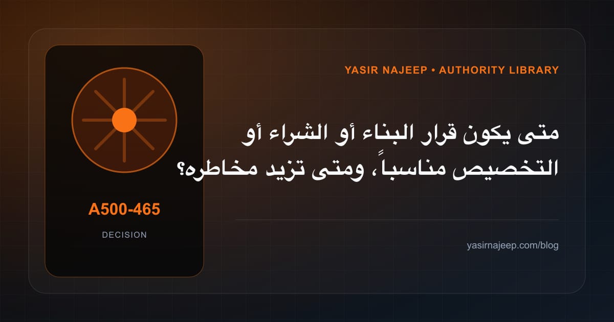 متى تستحق قرار البناء أو الشراء أو التخصيص الاستثمار، ومتى يكون التأجيل أفضل؟