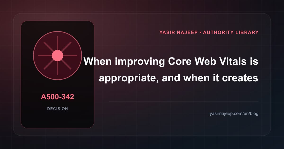 When improving Core Web Vitals makes sense, and when to wait