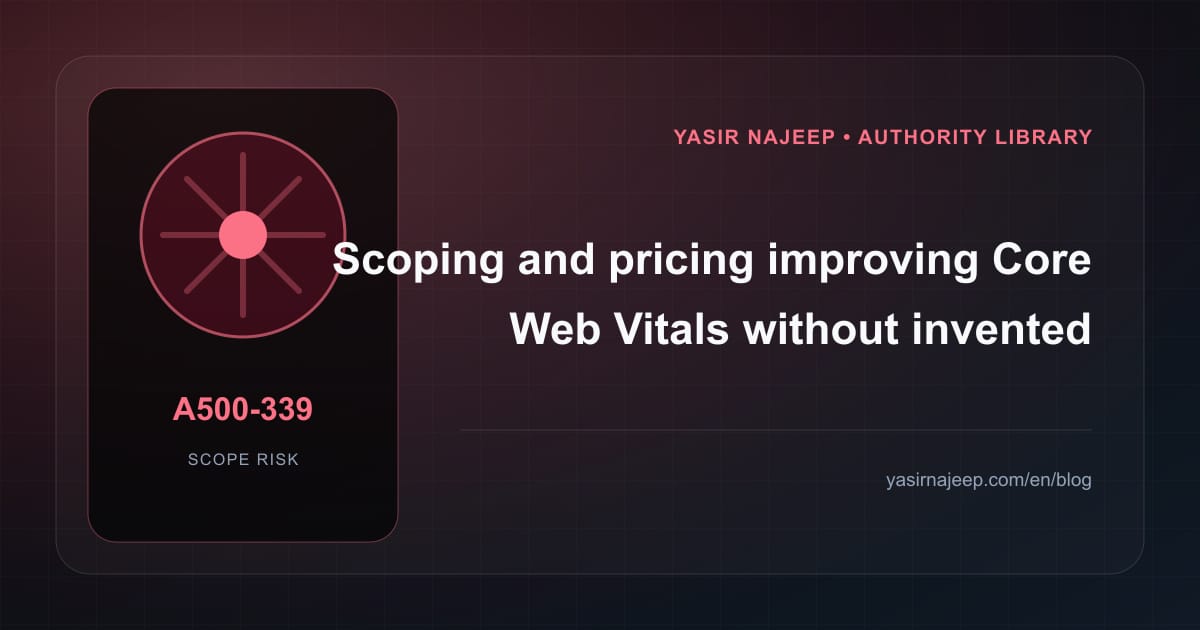 Scoping improving Core Web Vitals: cost drivers, evidence, and estimate boundaries
