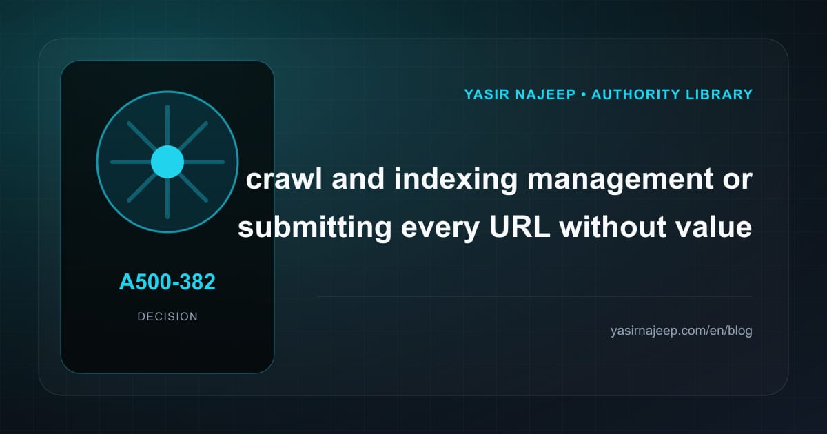 Decision framework for crawl and indexing management: fit, ownership, and risk