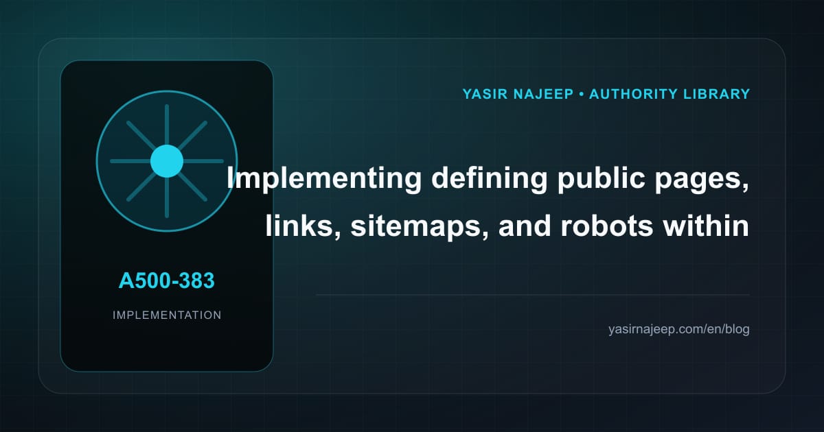 Defining public pages, links, sitemaps, and robots for crawl and indexing management: a testable workflow