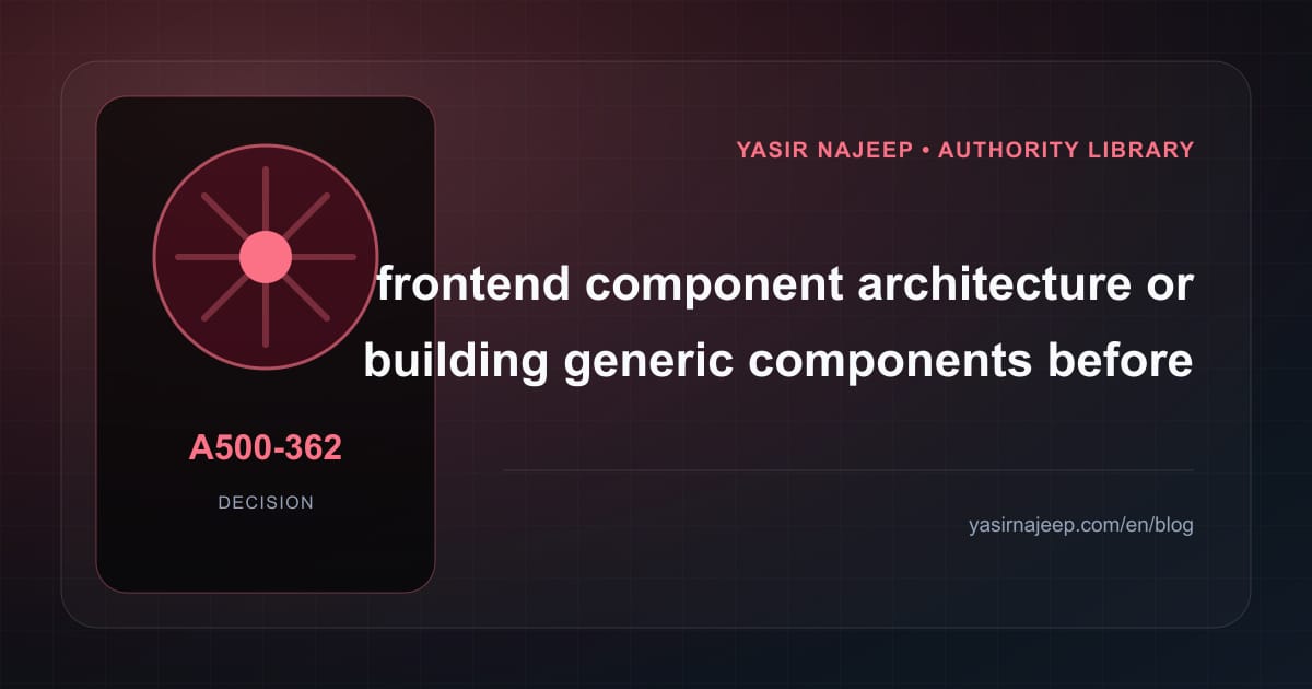 Decision framework for frontend component architecture: fit, ownership, and risk