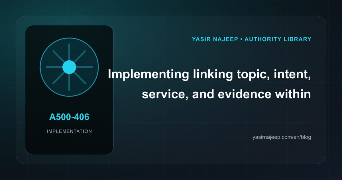 Linking topic, intent, service, and evidence for internal linking architecture: a testable workflow