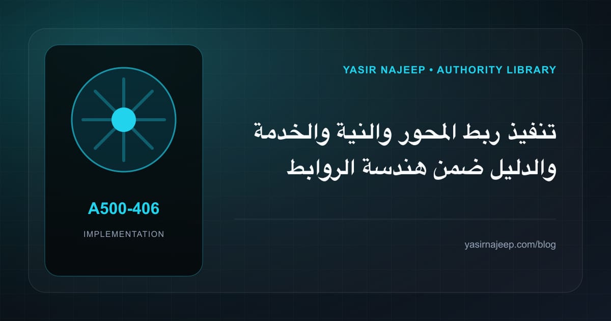 تنفيذ ربط المحور والنية والخدمة والدليل ضمن هندسة الروابط الداخلية: خطوات قابلة للاختبار