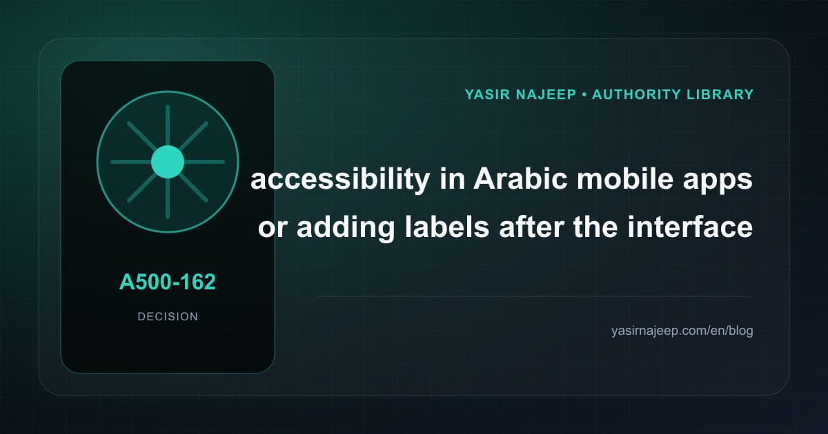 Decision framework for accessibility in Arabic mobile apps: fit, ownership, and risk
