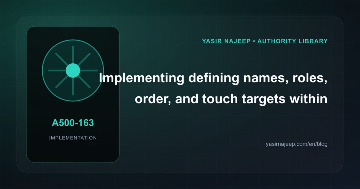 Defining names, roles, order, and touch targets for accessibility in Arabic mobile apps: a testable workflow