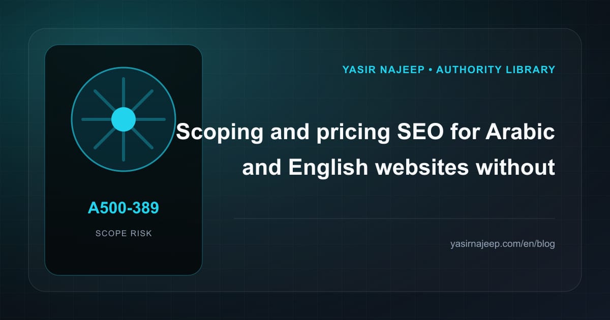 Scoping SEO for Arabic and English websites: cost drivers, evidence, and estimate boundaries
