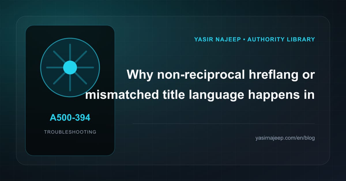 Troubleshooting SEO for Arabic and English websites: reproduce the failure before changing code