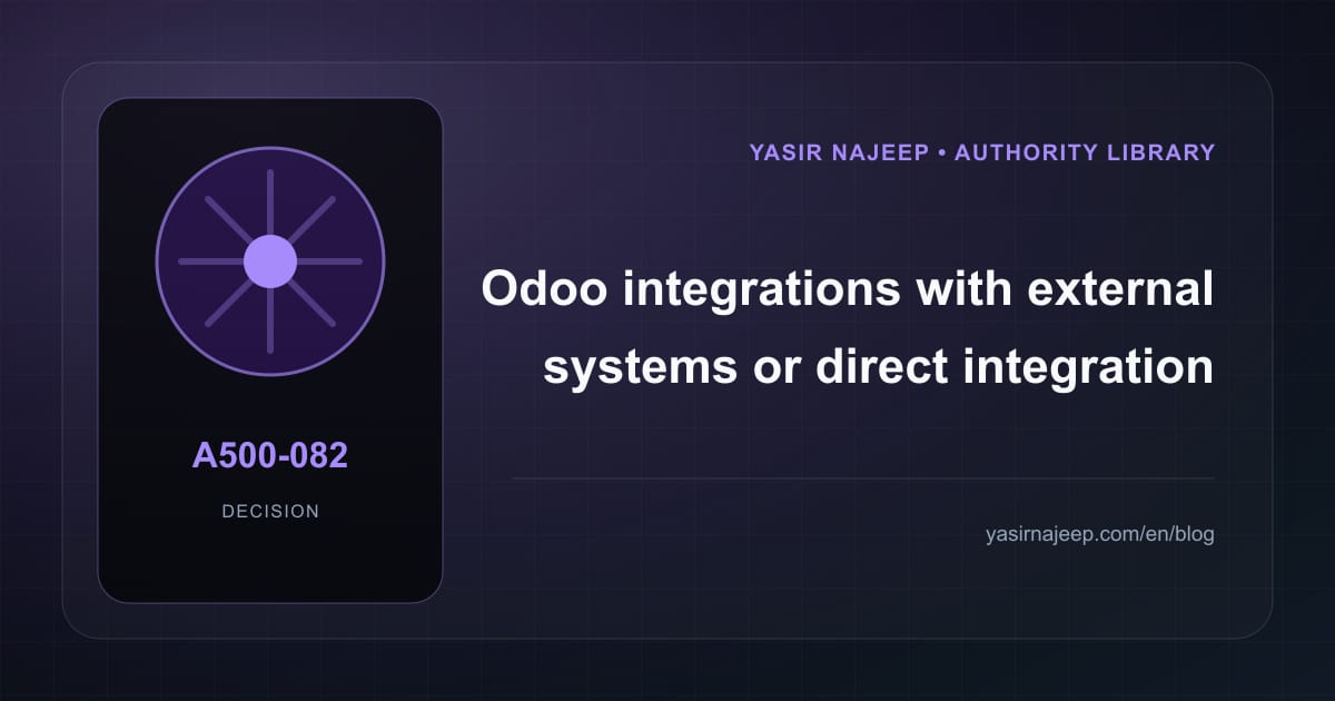 Decision framework for Odoo integrations with external systems: fit, ownership, and risk
