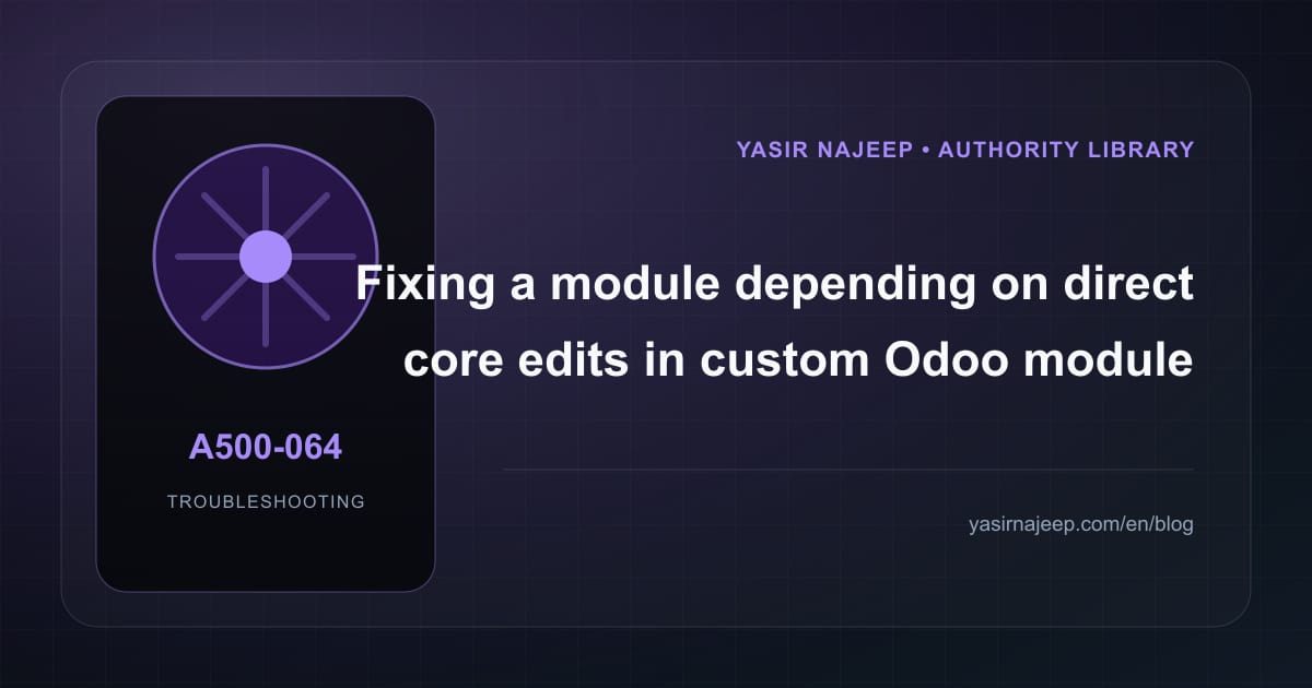 Custom Odoo module development failures: find the cause instead of masking the symptom