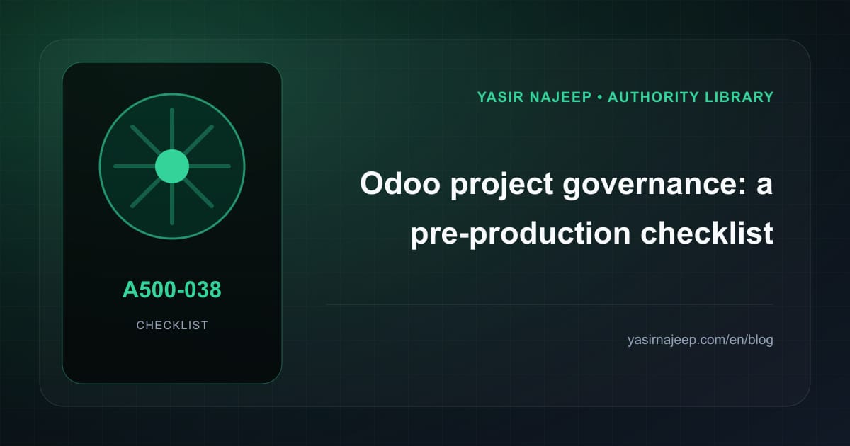 Pre-production checklist for Odoo project governance