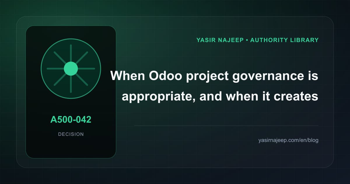 When Odoo project governance makes sense, and when to wait